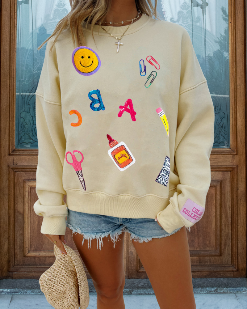 School Supplies Sequined Sweatshirt