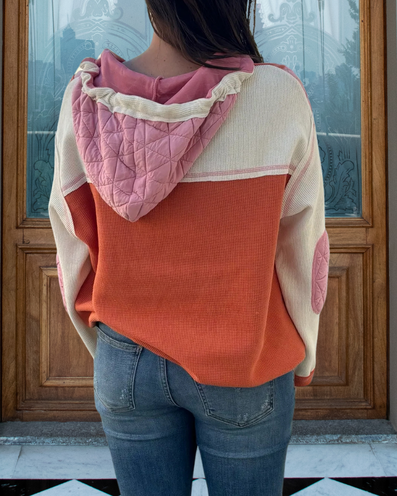 Patchwork Quilted Hoodie Jacket
