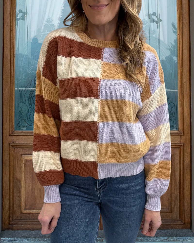 Stylish Colorblock Crewneck Sweater