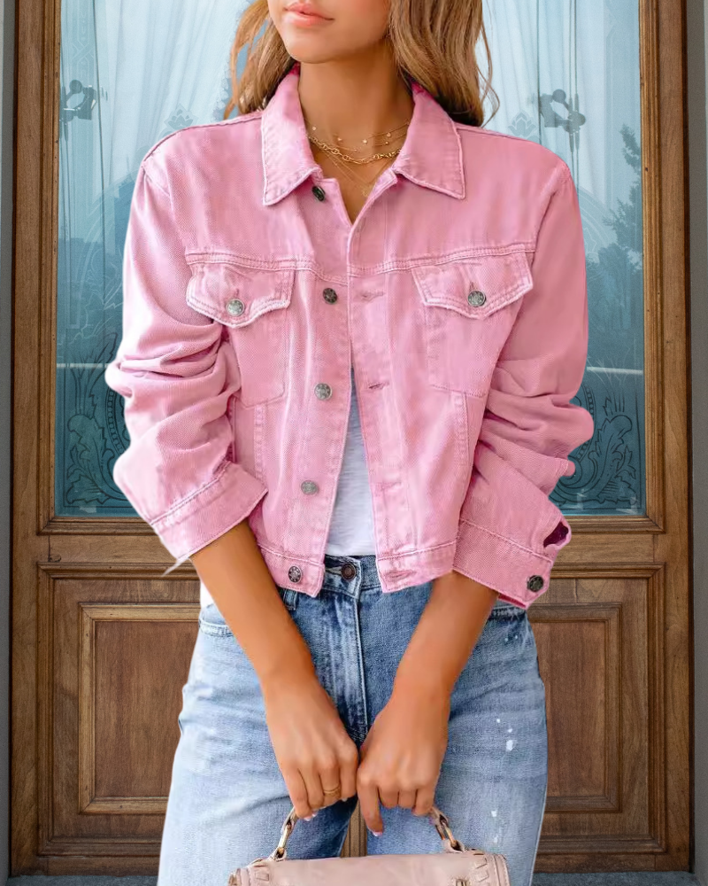 Trendy Cropped Denim Jacket