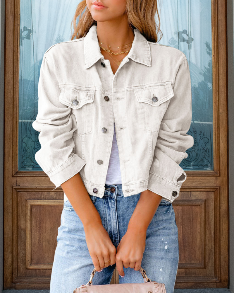 Trendy Cropped Denim Jacket