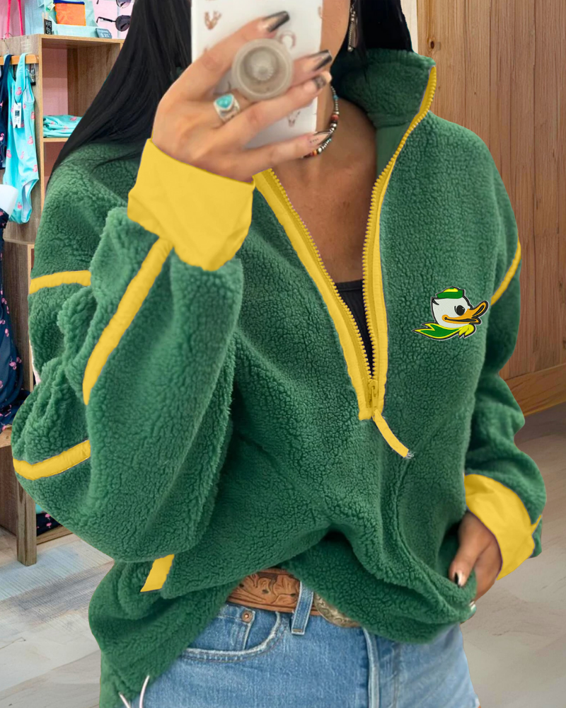 Oregon Ducks Embroidery Half Zip Top