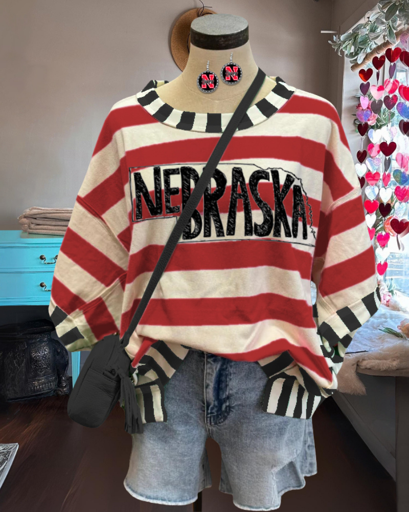 Nebraska Huskers Stripe Top