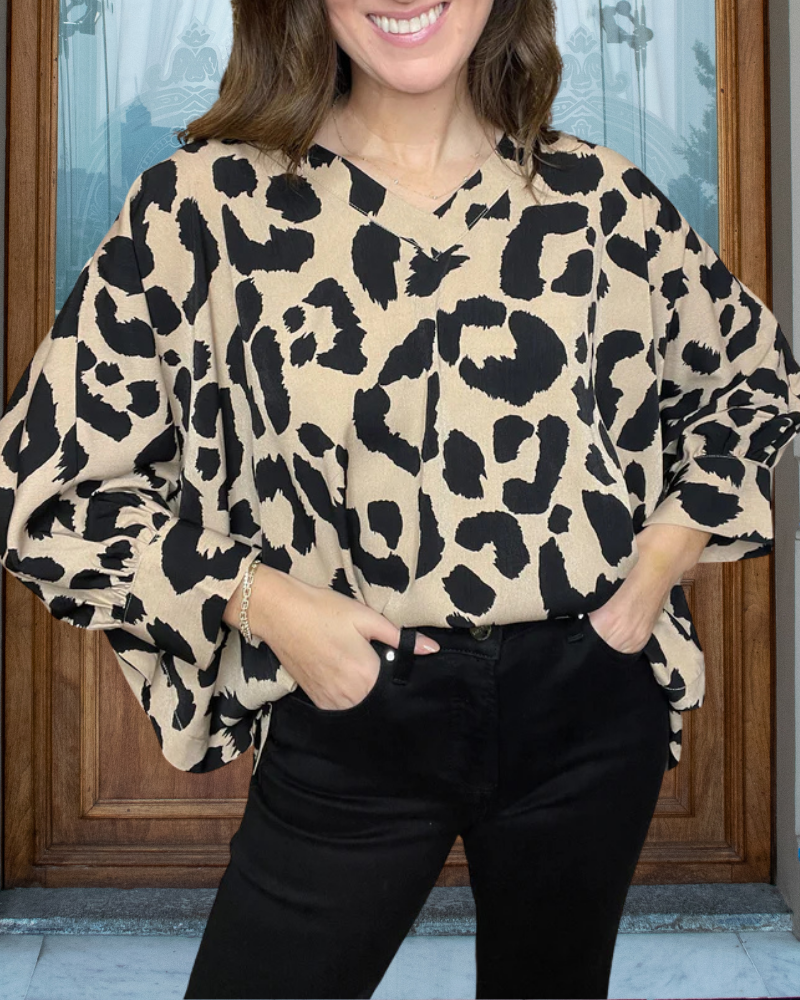 Oversized Relaxed Leopard Top