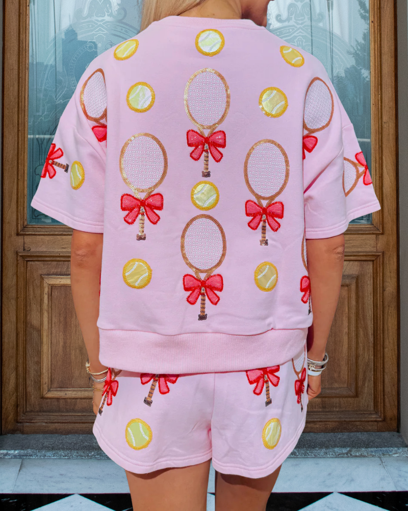 Tennis Racket Bow Sequin Set