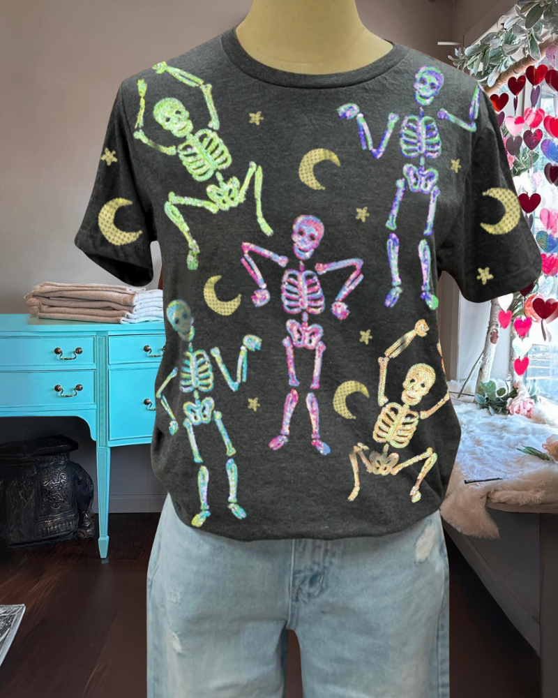 Starry Sky Dancing Skeleton Tee