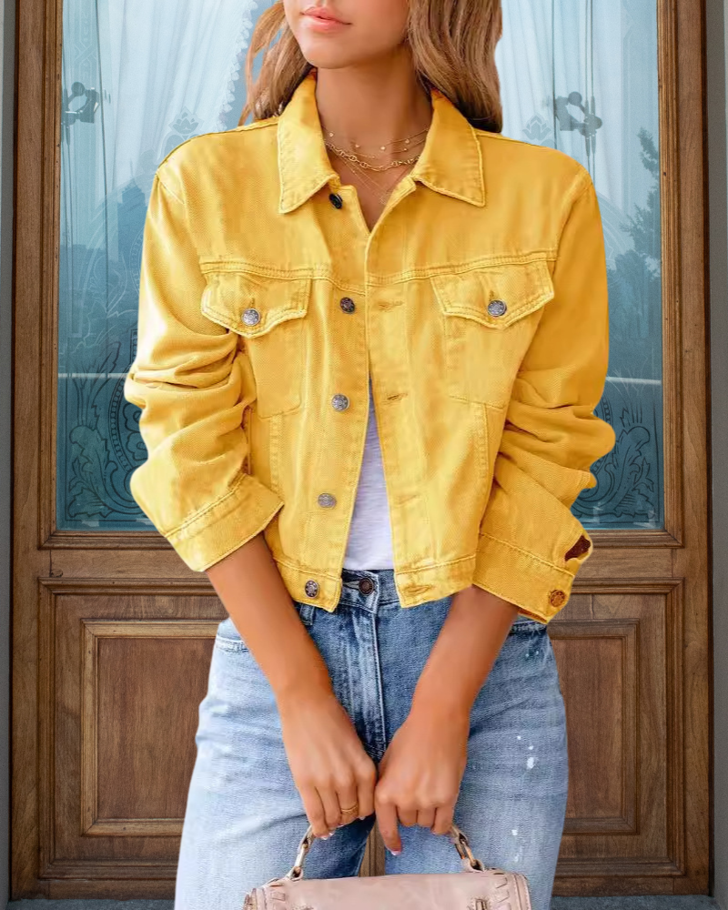 Trendy Cropped Denim Jacket