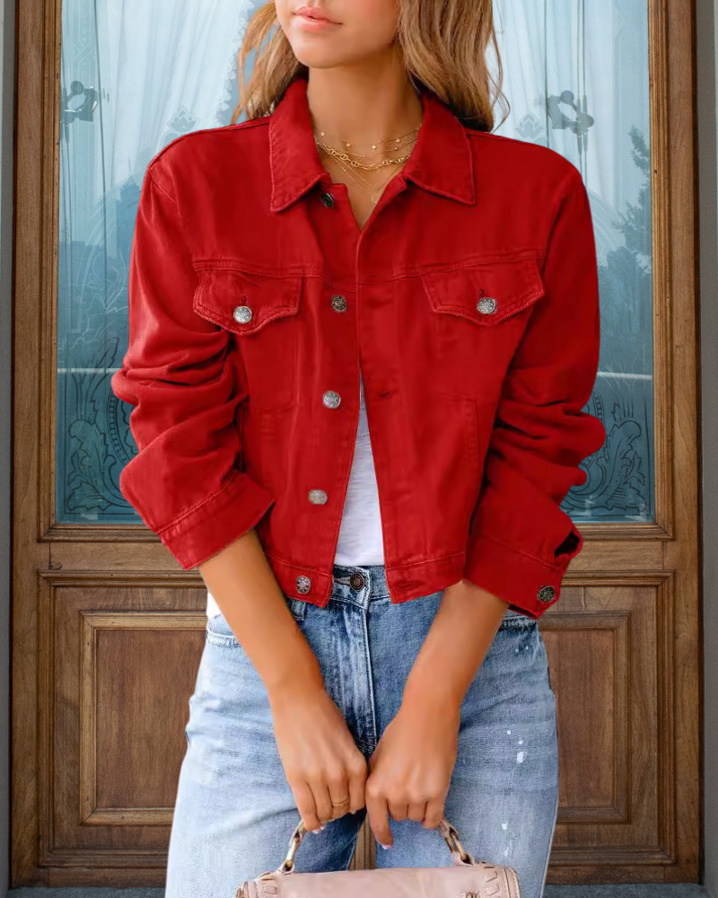 Trendy Cropped Denim Jacket
