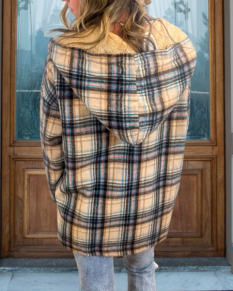 Stylish Plaid Fleece Hoodie