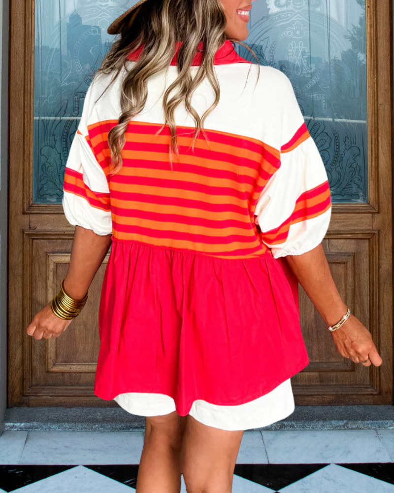 Unique Colorblock Striped Top