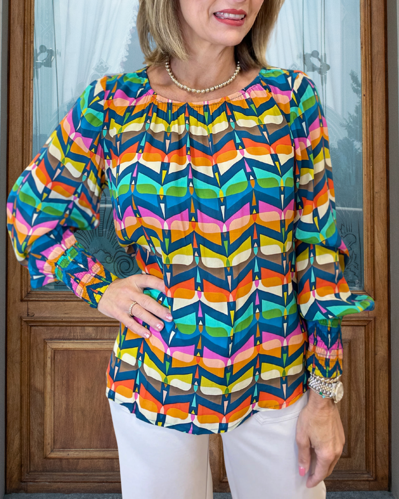 Abstract Rainbow Striped Top