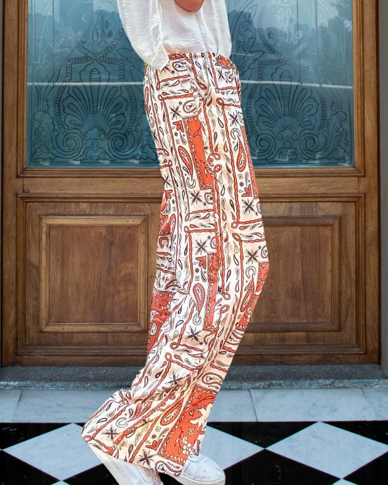 Bohemian Paisley Wide-Leg Pants