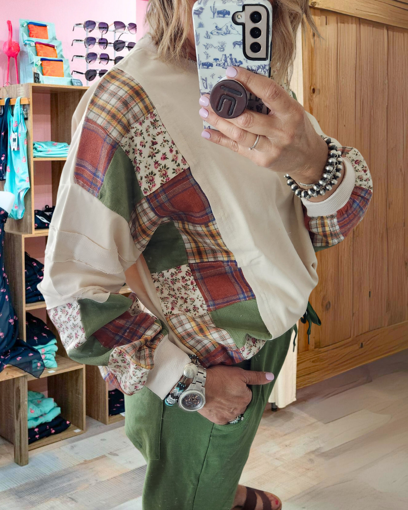 Unique Mixed Check Sweatshirt