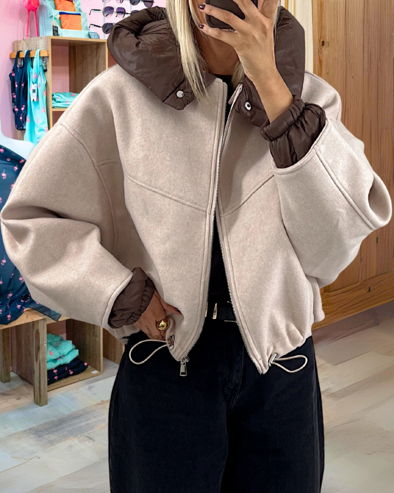 Stylish Zipper Woolen Jacket