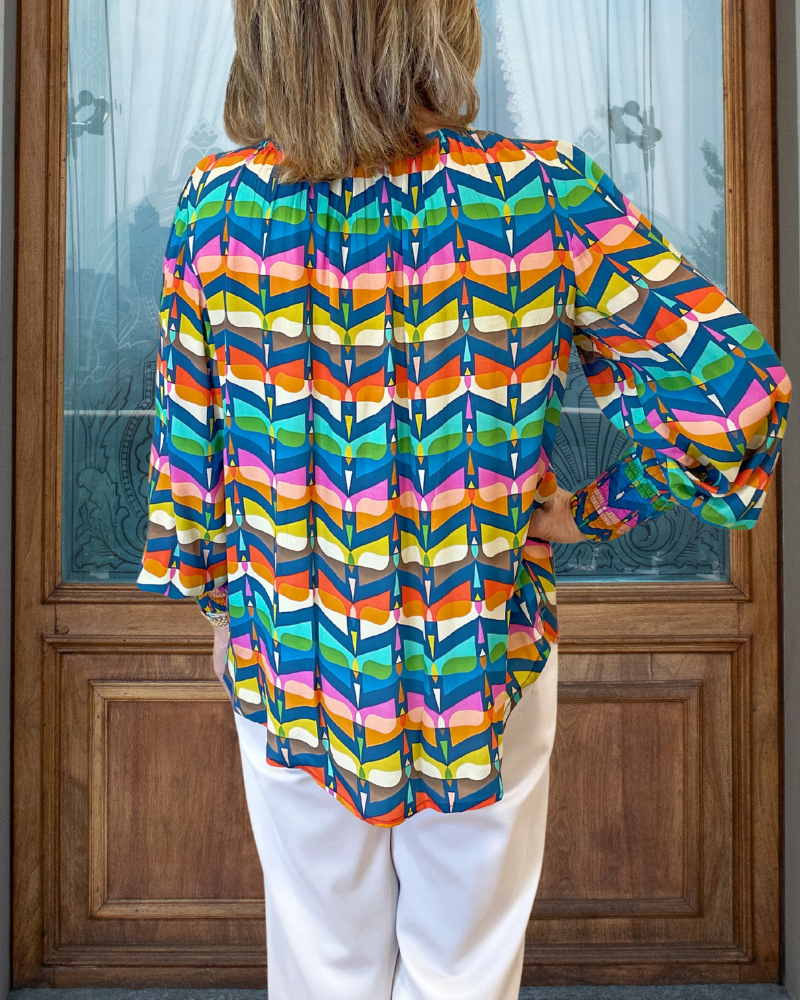 Abstract Rainbow Striped Top