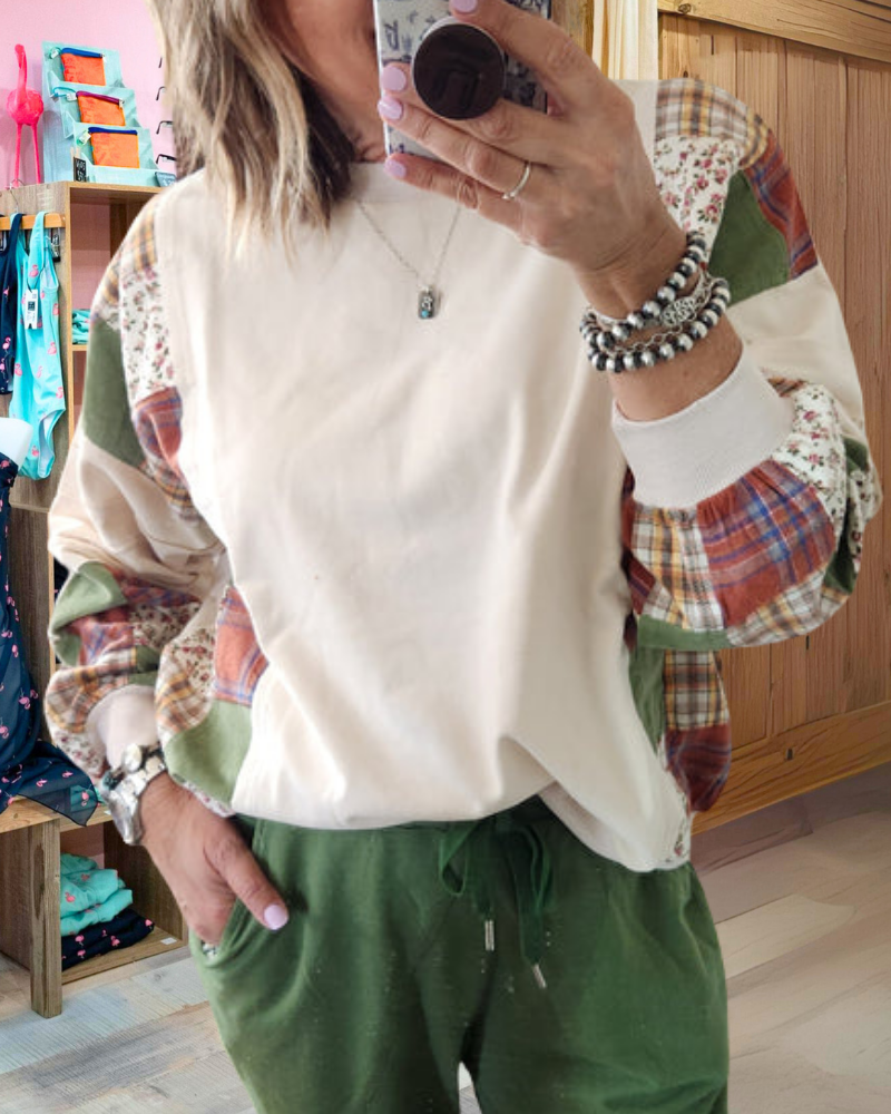 Unique Mixed Check Sweatshirt