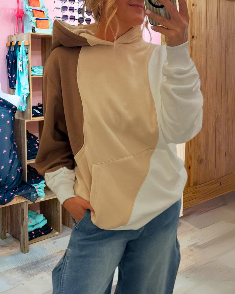 Trendy Color Block Hoodie