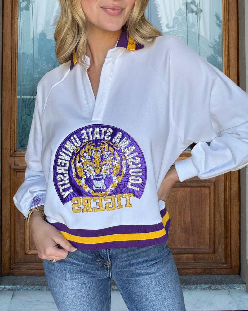 LSU Tigers Sequined V-Neck Top