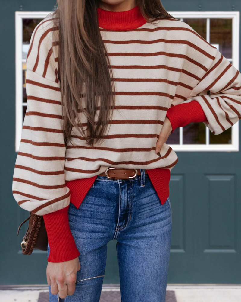 Casual Striped Crewneck Pullover