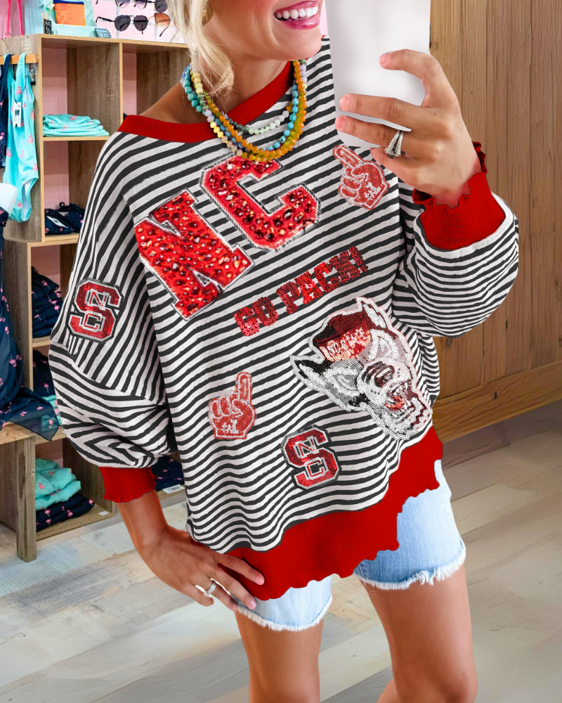 NC State Sequin Stripe Sweatshirt