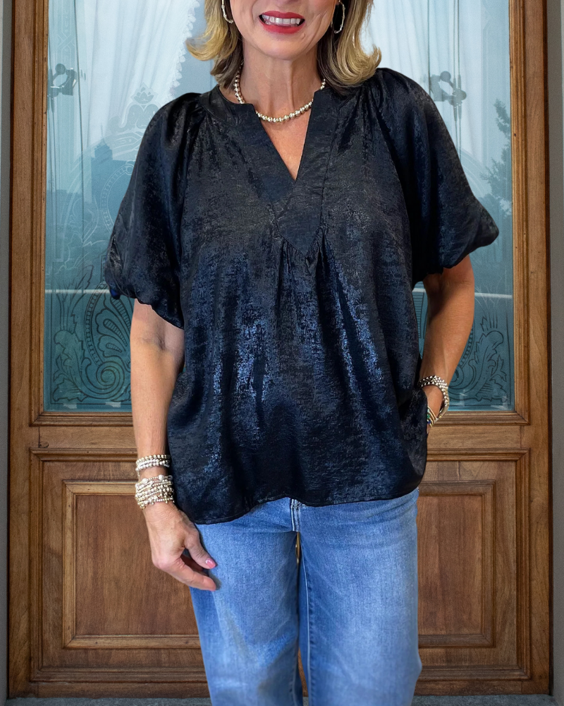 Simple Solid Puff Sleeve Top