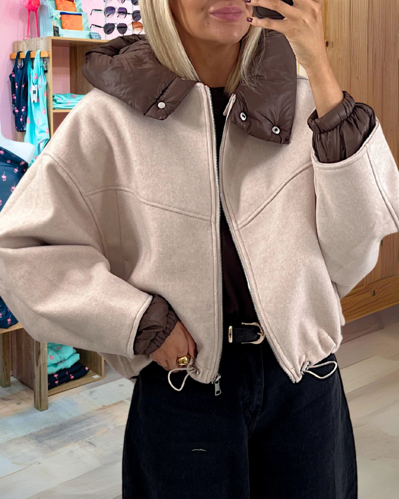 Stylish Zipper Woolen Jacket