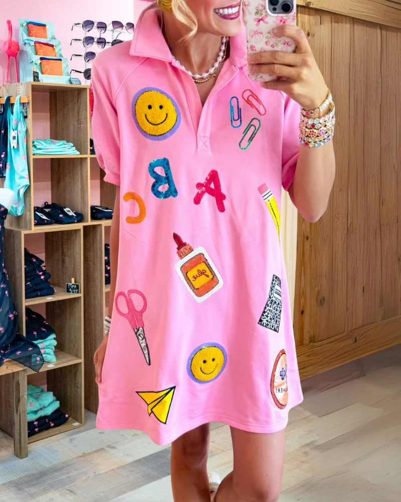 Playful School Mixed Pattern Dress
