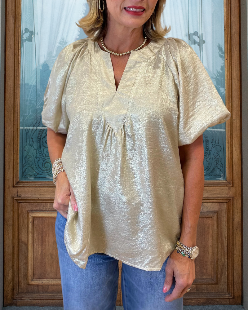 Simple Solid Puff Sleeve Top