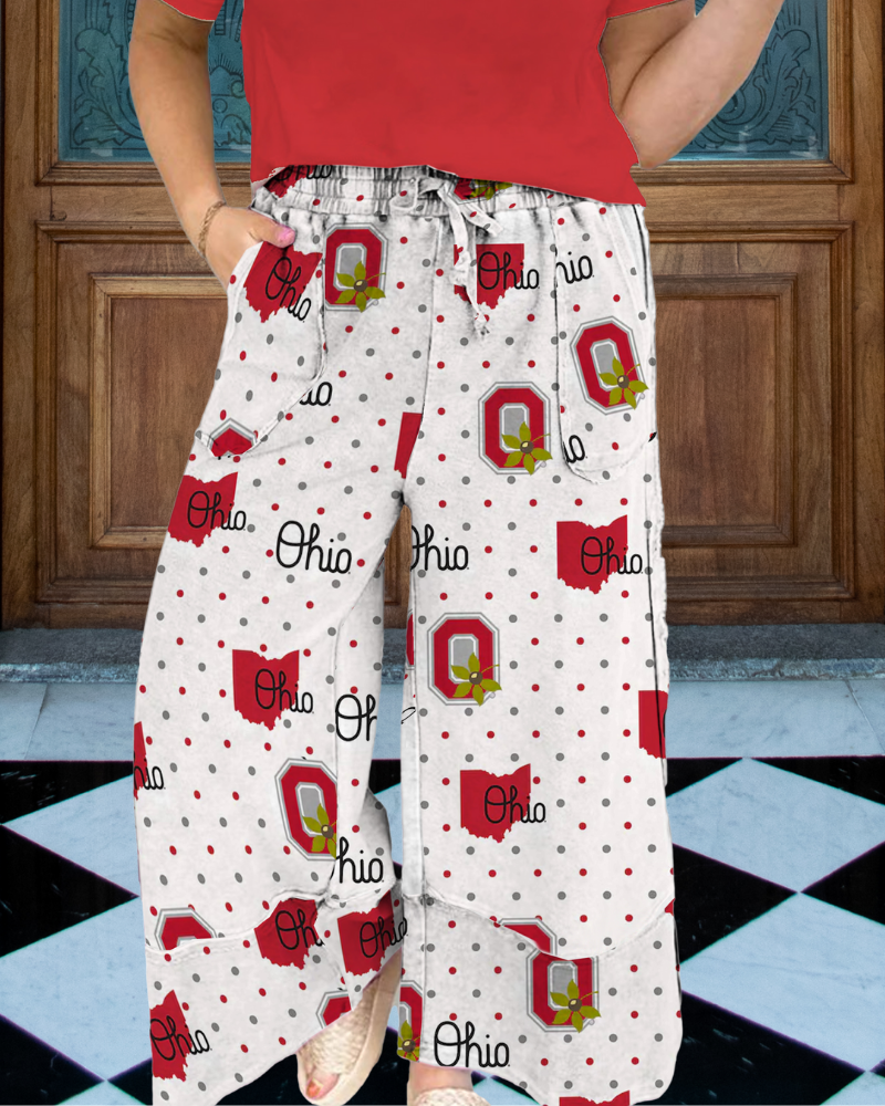 OHIO State Polka Dot Wide-Leg Pants