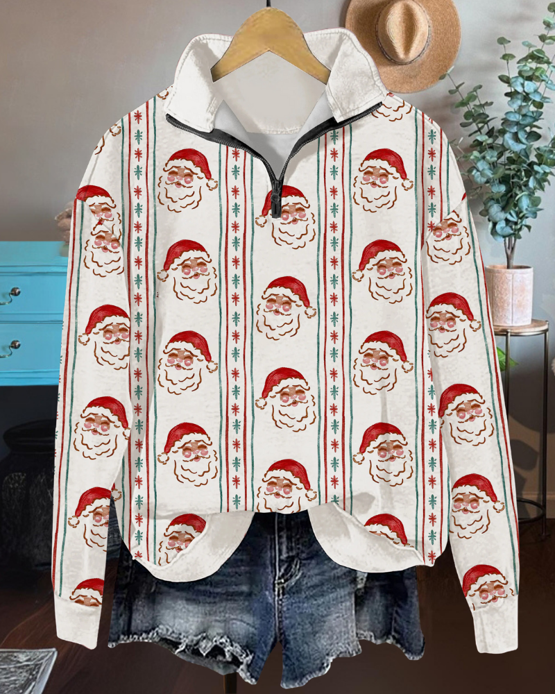 Fun Santa Graphic Half Zip Sweatshirt