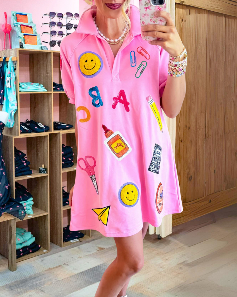 Playful School Mixed Pattern Dress