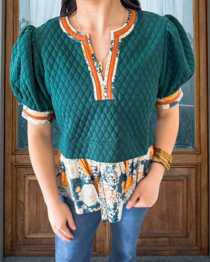 Floral Quilted Textured Top