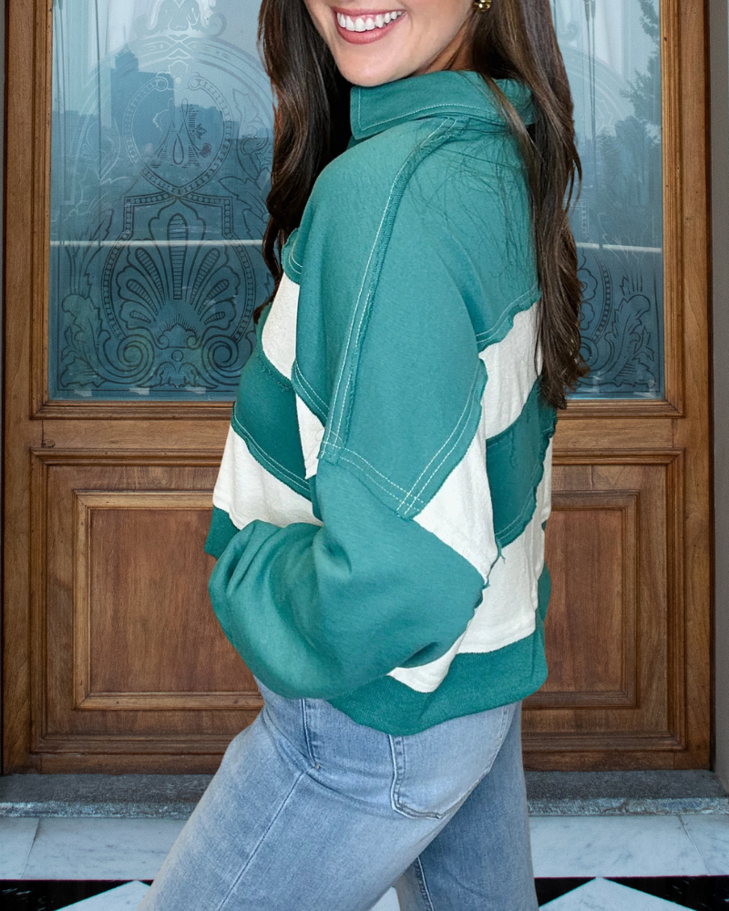 Simple Colorblock V-neck Pullover