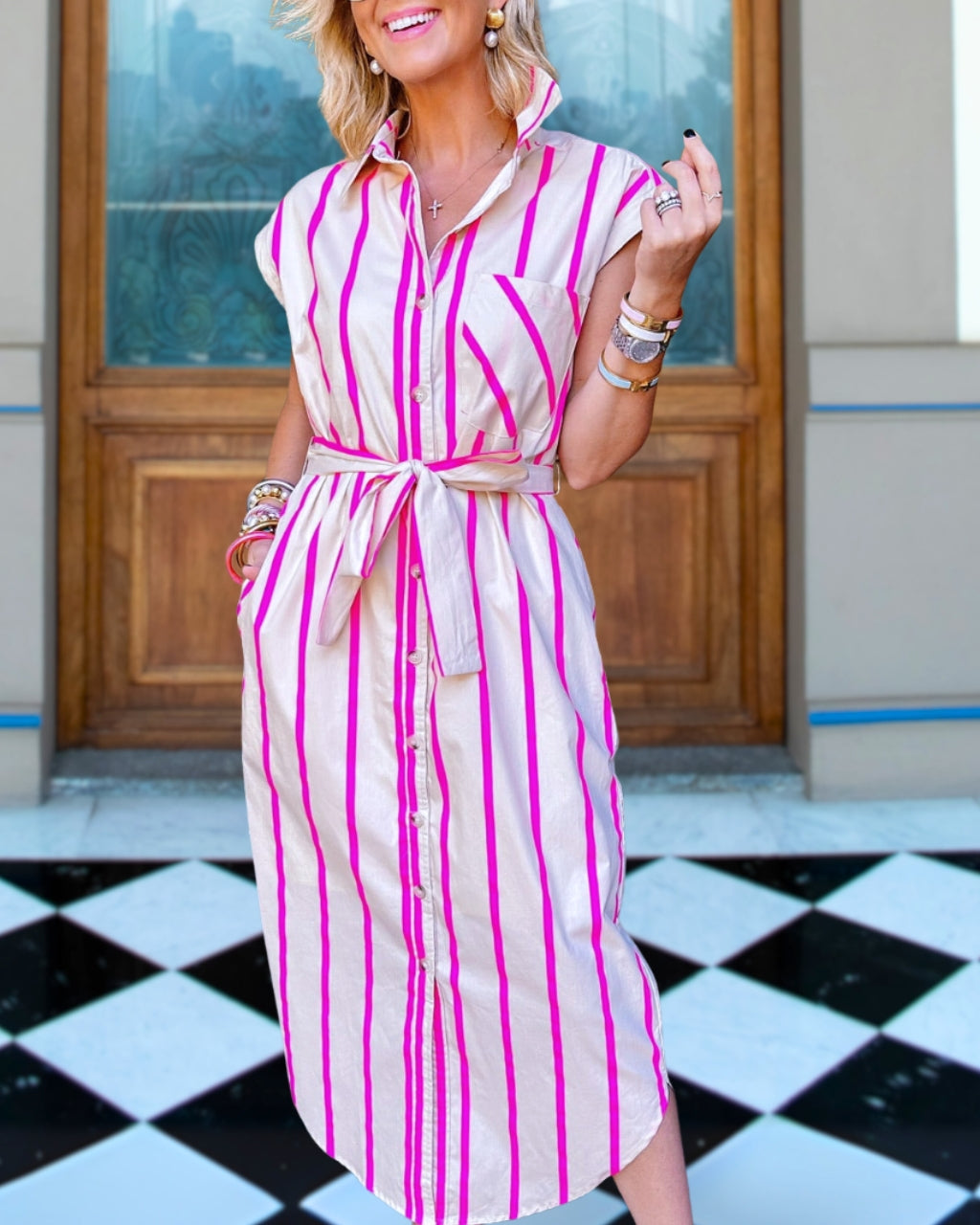 Breezy Satin Stripe Dress