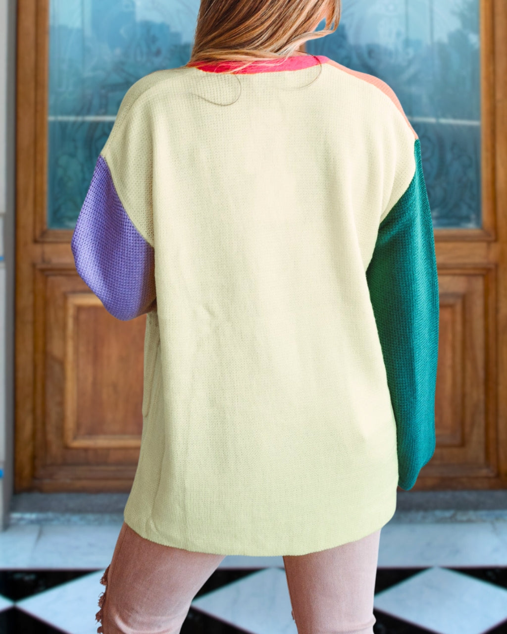 Bold Neon Style Patchwork Cardigan