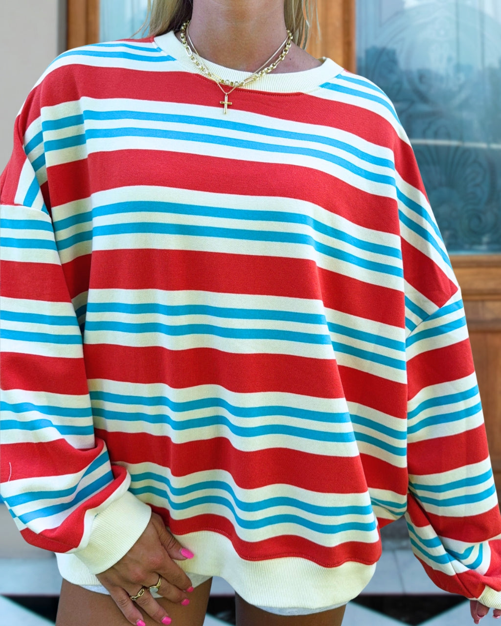 Fun Retro Striped Sweatshirt