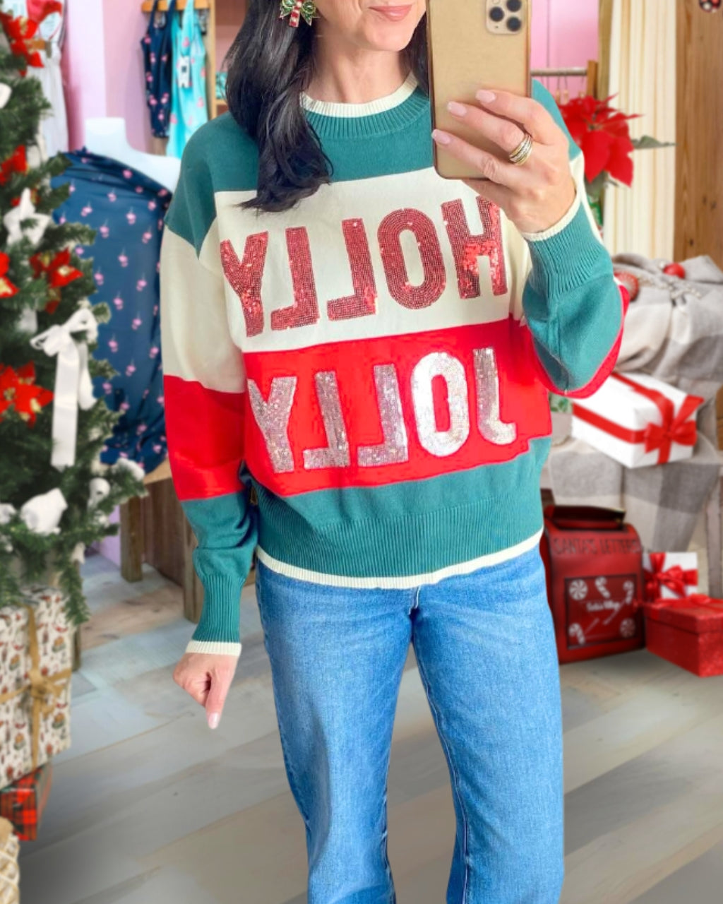 Chic Holly Jolly Sequin Sweatshirt