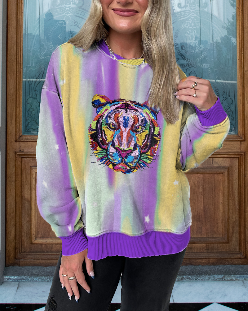 Fantasy Tiger Sequined Sweatshirt