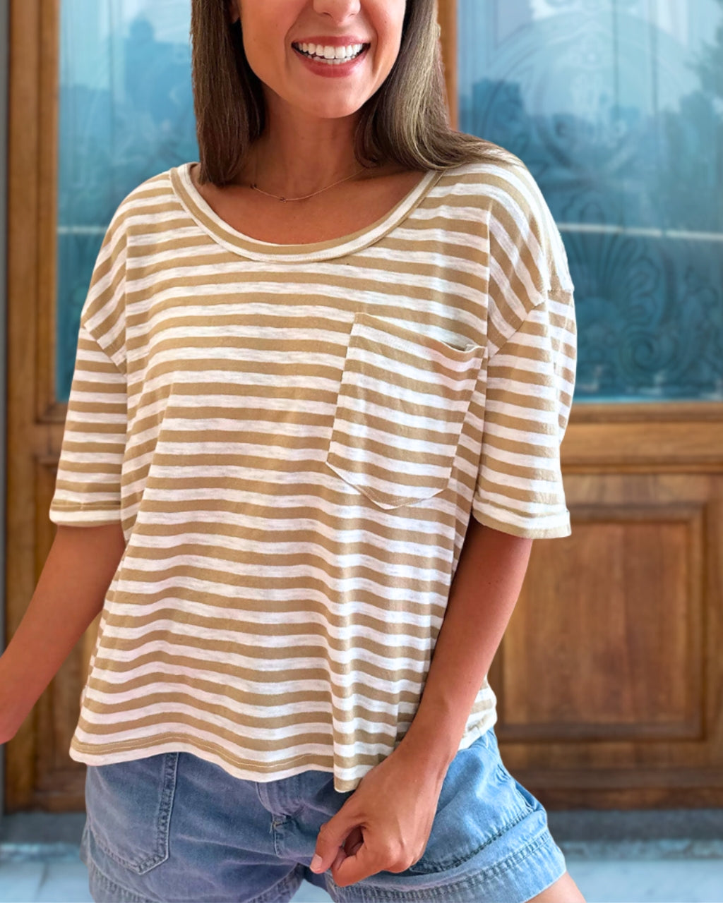 Relaxed Stripe Pocket Tee