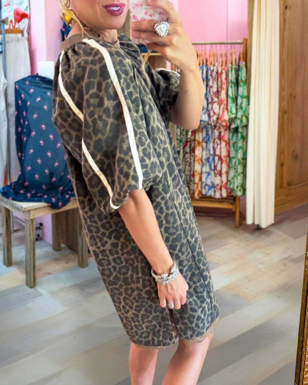 Leopard Puff Sleeve Dress