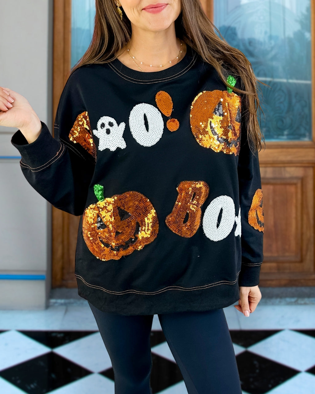 Sequin Pumpkin Boo Sweatshirt