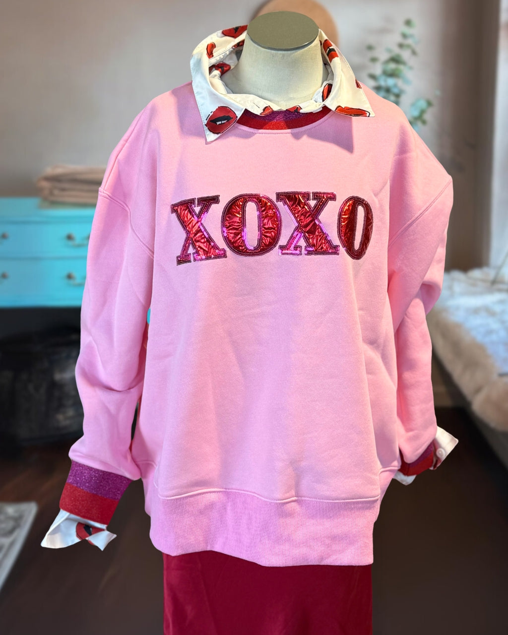 Trendy XOXO Embroidered Sweatshirt