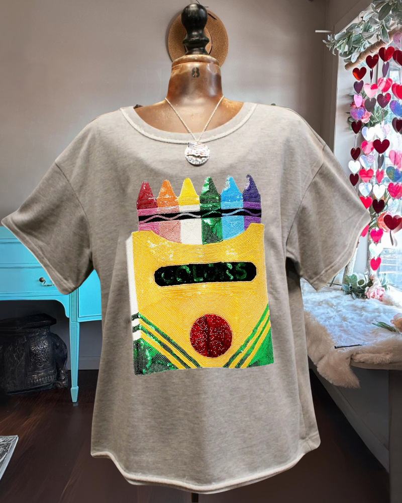 Colorful Paintbrush Sequin T-shirt