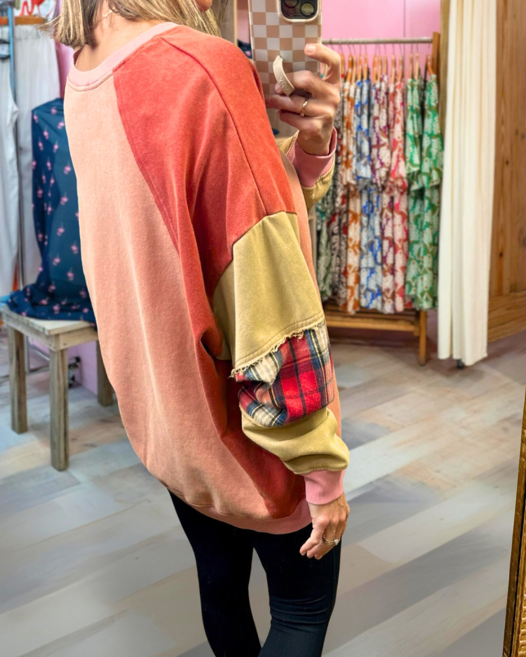 Vintage Plaid Clash Crewneck