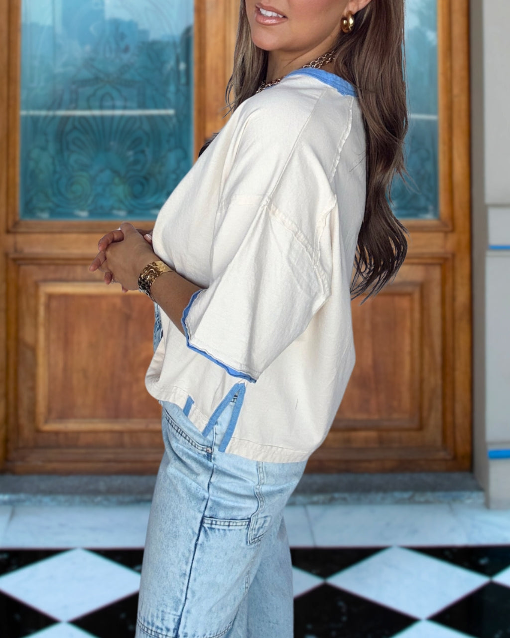 Oatmeal Raw Edge T-Shirt
