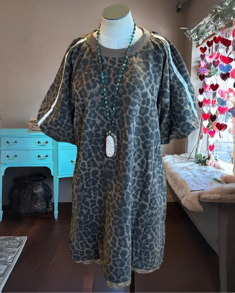 Leopard Print Washed Dress