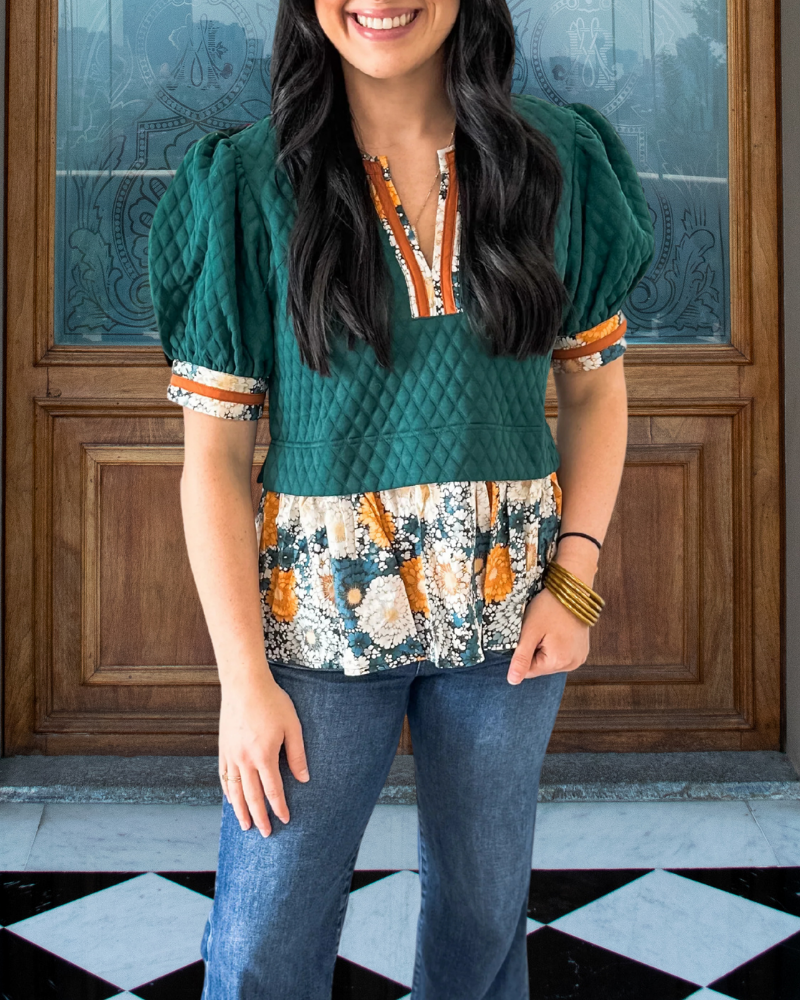 Floral Quilted Textured Top