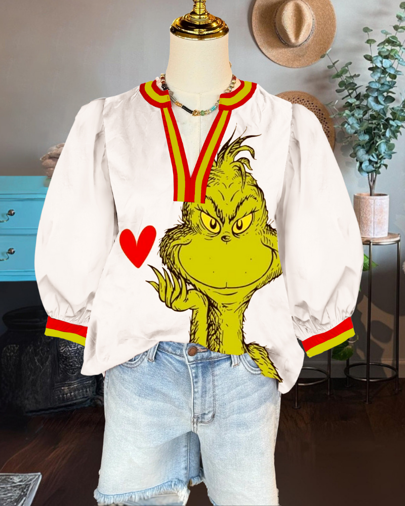 Fun Grinch Christmas Satin Top