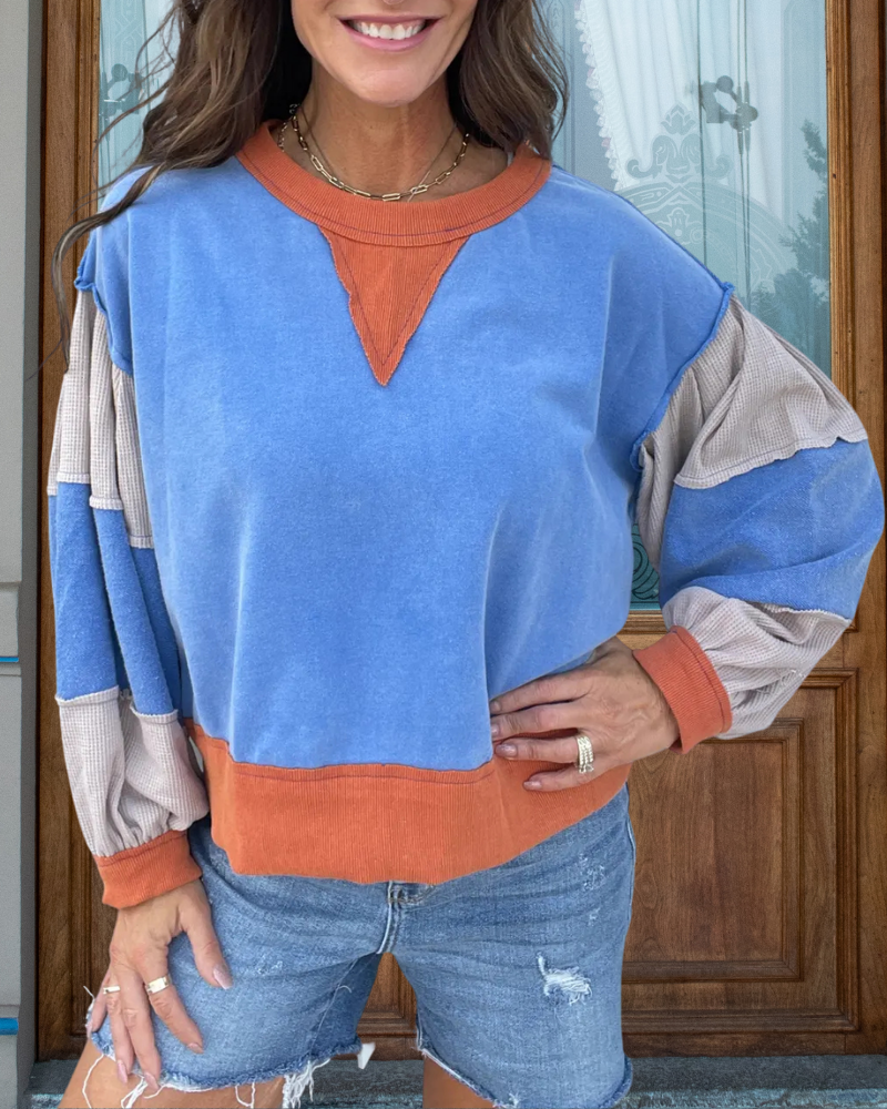 Casual Contrasting Trim Sweatshirt