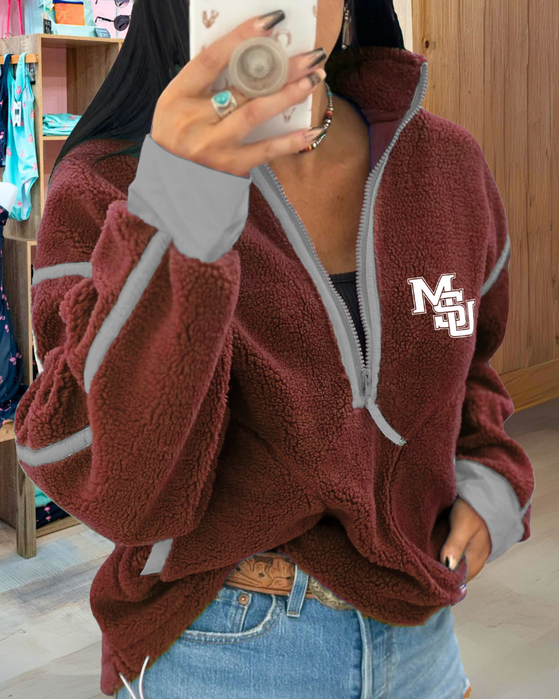 MSU State Embroidery Half Zip Top